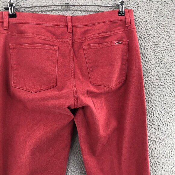 Lauren Ralph Lauren Jeans Womens 14 Red Cropped Modern Straight Stretch Twill - Picture 4 of 12